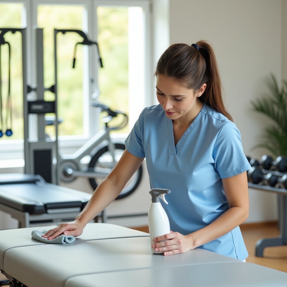 Professional commercial cleaner at work